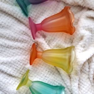 Full set of 4 Libbey Ka-Dinks multicolor ice cream dishes